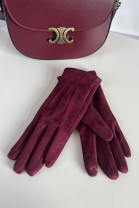Bordové zateplené rukavice