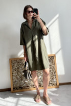 Khaki zelené tunikové šaty